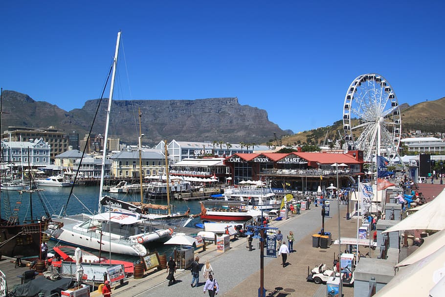people walking near body of water with boats during daytime, cape town