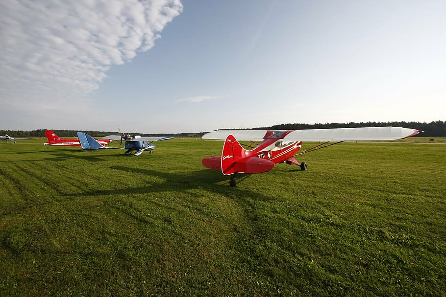 plane, take off, aviation, sky, grass, mode of transportation HD wallpaper