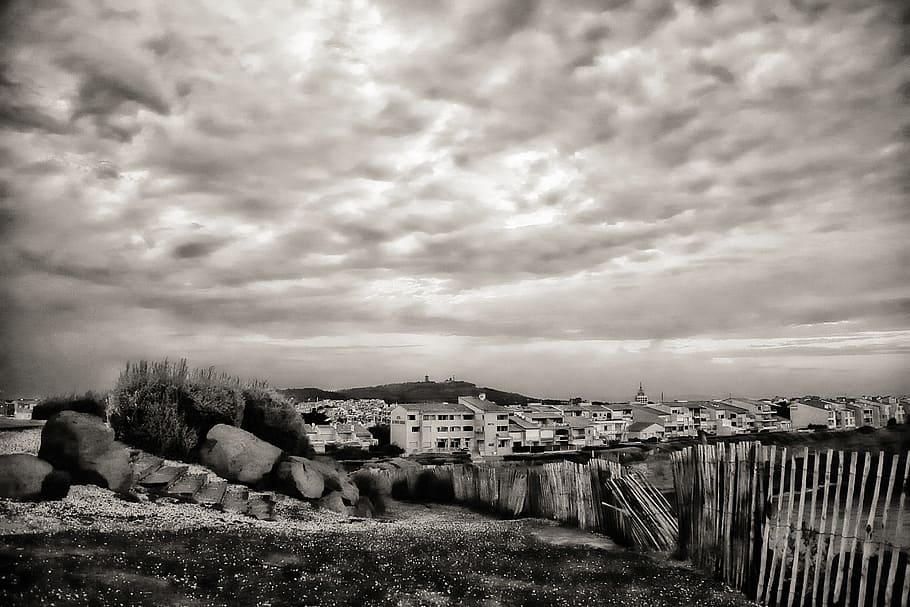 Landscape, Cloud, Sky, Mountain, Nature, morning, cloudy, black And White HD wallpaper