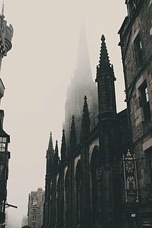 black concrete cathedral, low, angle, photography, building HD wallpaper