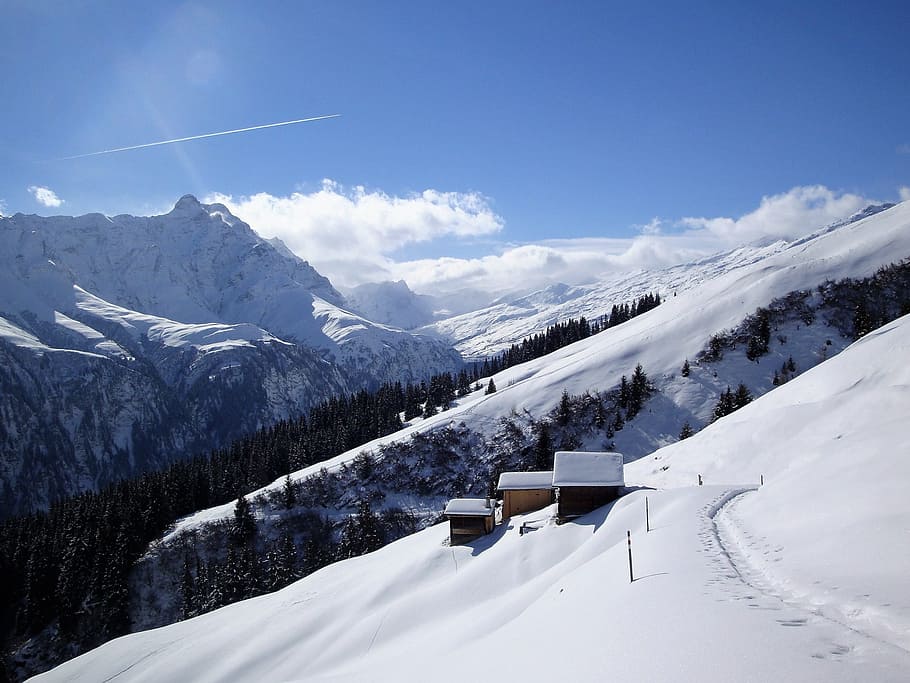 winter, snow, mountains, alpine, wintry, cold, white, snow landscape HD wallpaper