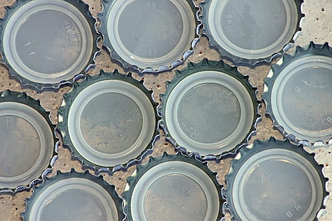 gray steel bottle cups, bottle caps, lid, closure, sheet, crown shaped HD wallpaper