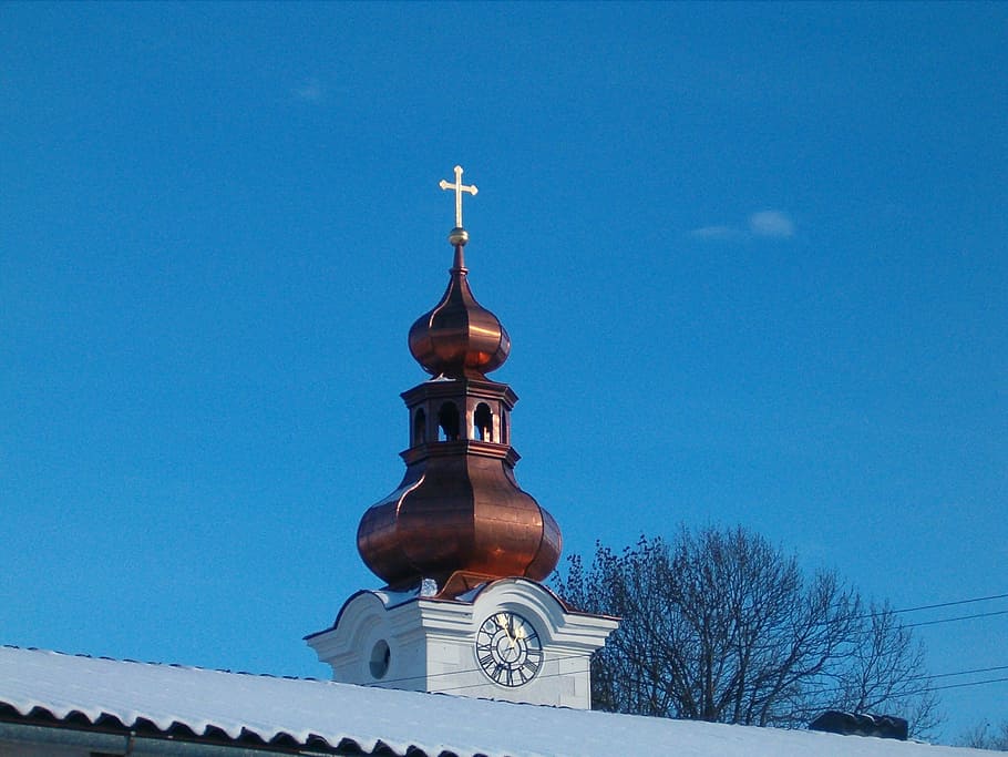 tower, market tower, clock tower, tower cross, onion dome, church HD wallpaper