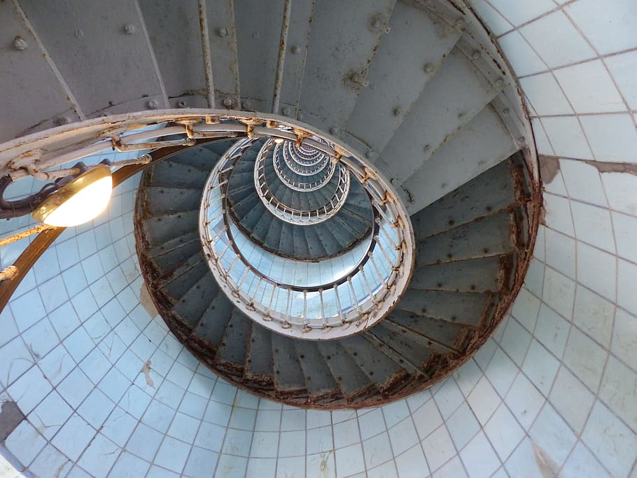 staircase, staircase spiral, france, architecture, lighthouse, HD wallpaper