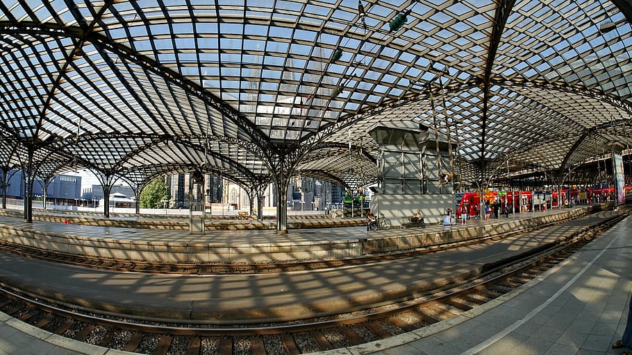 cologne, cologne main station, steel structure, platform, glass