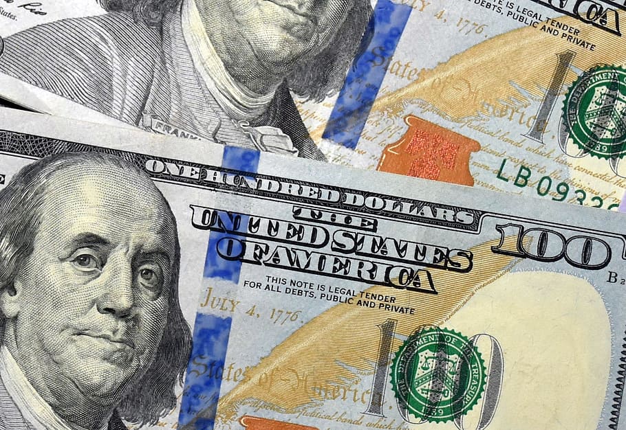 100 US dollar banknote, Money, Currency, 100 Dollar Bill, Bill, Cash