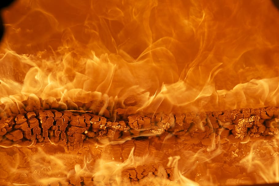 orange and yellow digital wallpaper, fire, wood fire, flame HD wallpaper