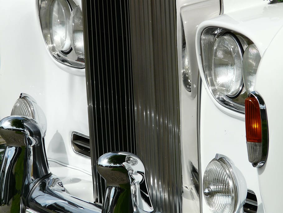 auto, cooler, spotlight, white, chrome, vehicle, limousine HD wallpaper