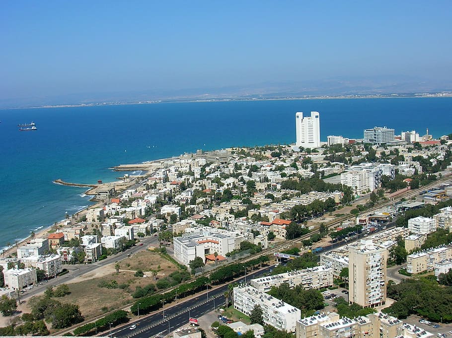 Cityscape and Urban Shoreline in Haifa, Israel, coastline, photos
