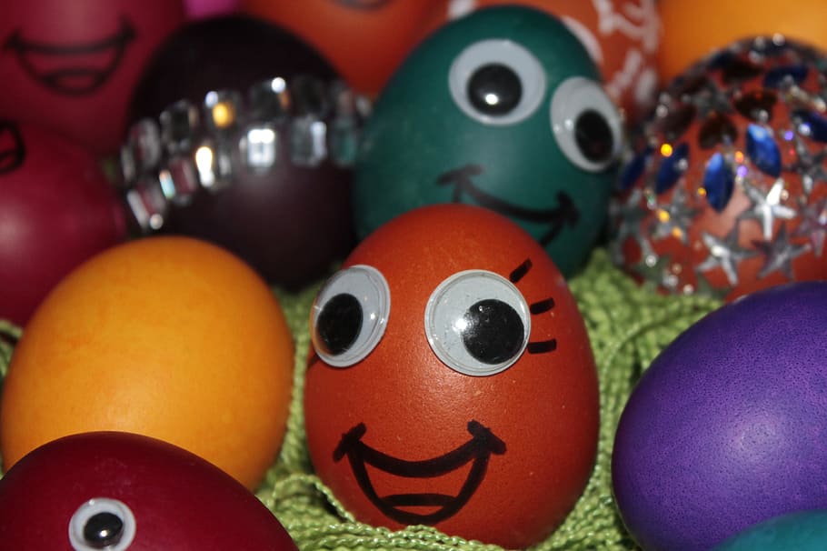 assorted-color-and-pattern Easter egg lot, happy easter, red HD wallpaper