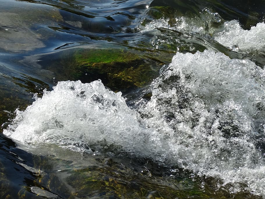 Water, Bubbly, River, Bach, Waters, nature, creek, motion, no people HD wallpaper