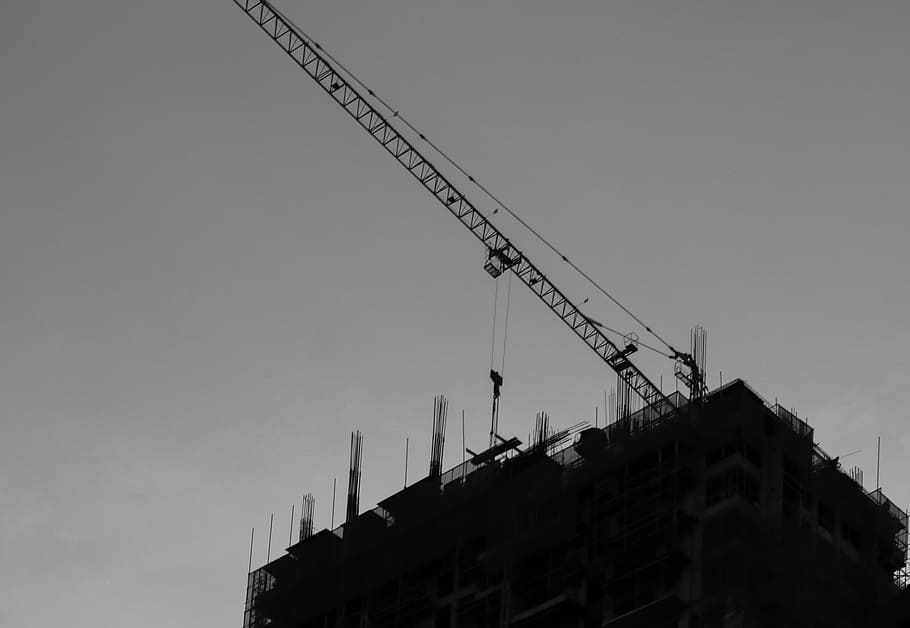 architecture, building, infrastructure, sky, black and white HD wallpaper