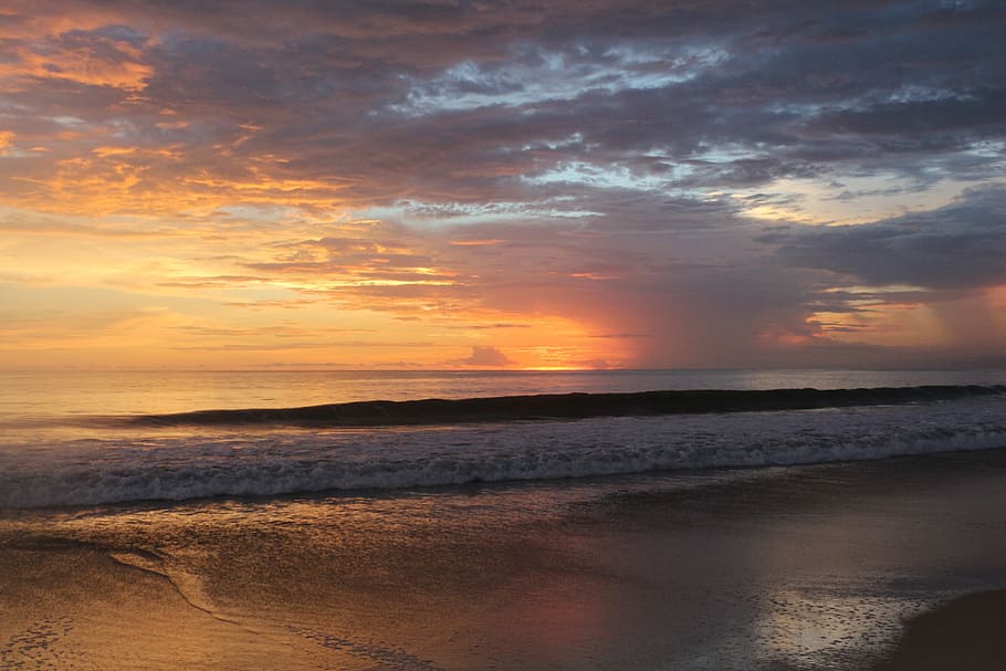 ocean, beach sunset, evening, sky, sea, water, scenics - nature HD wallpaper