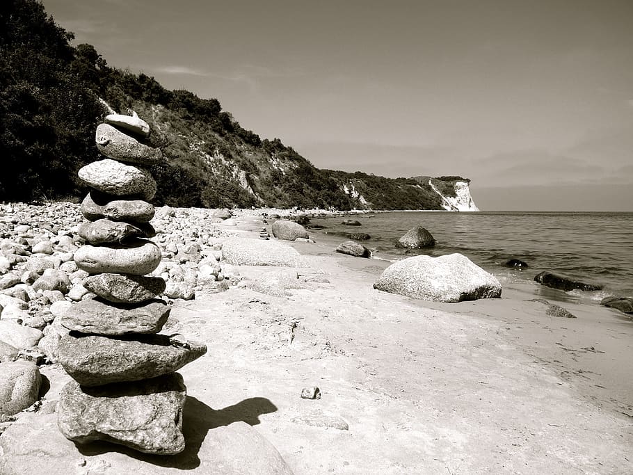 Stones, Pebbles, Coast, Beach, Shore, cliff, ruegen, eastern HD wallpaper