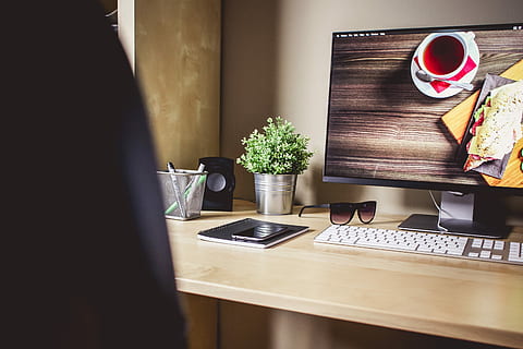 Designer Home Office, book, business, desk, diary, flower, iphone HD wallpaper