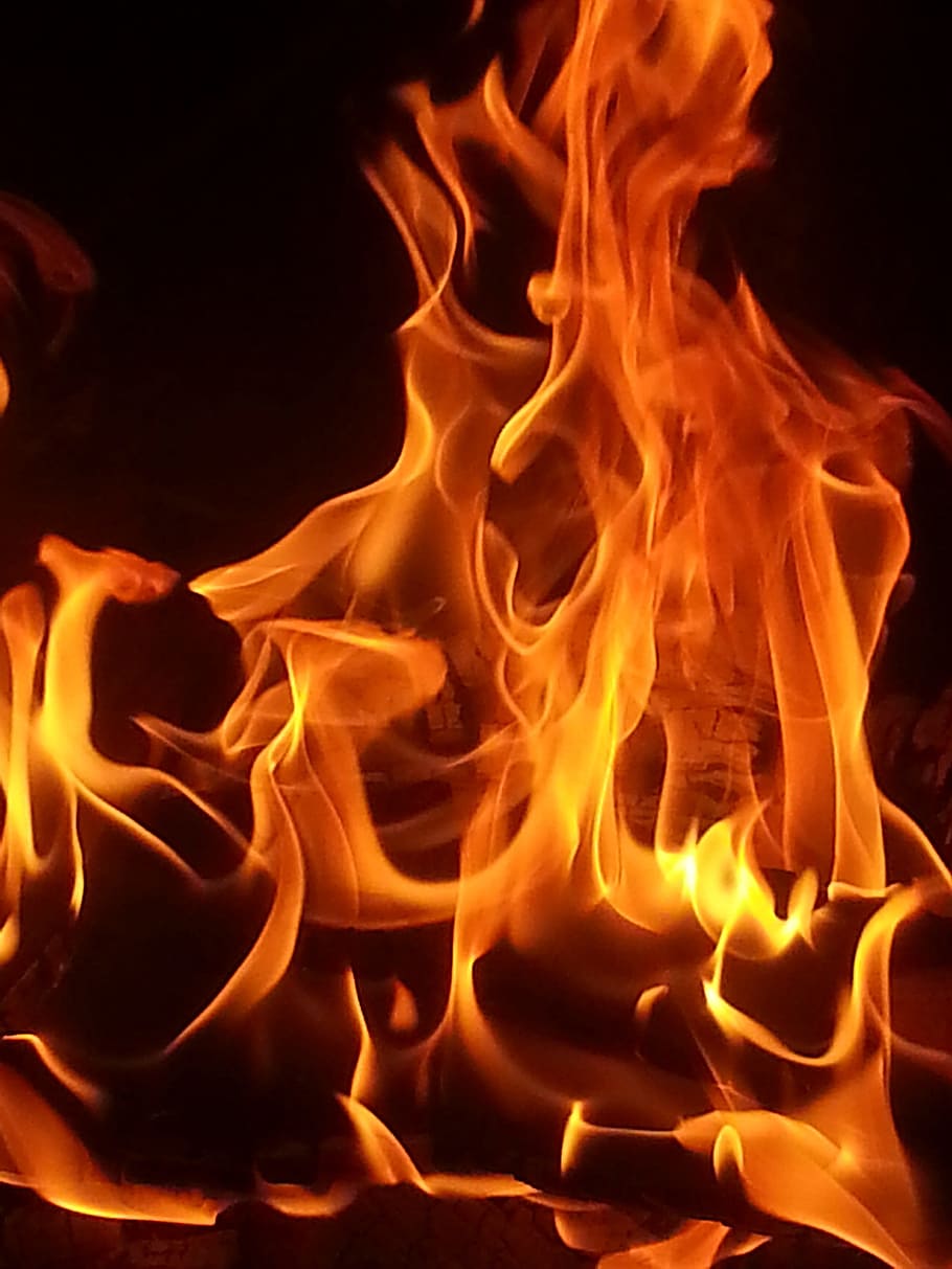 burning flames, fire, heat, hot, danger, bonfire, light, flammable, HD wallpaper
