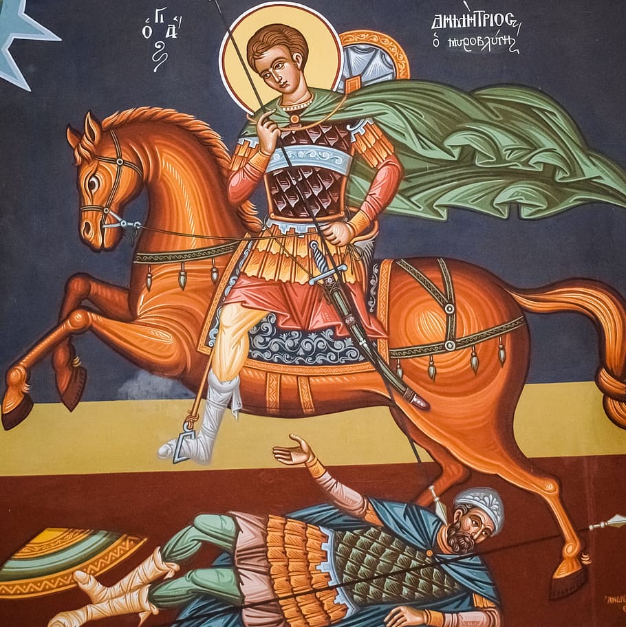 Saint Demetrius, Ayios Dimitrios, iconography, painting, church, HD wallpaper