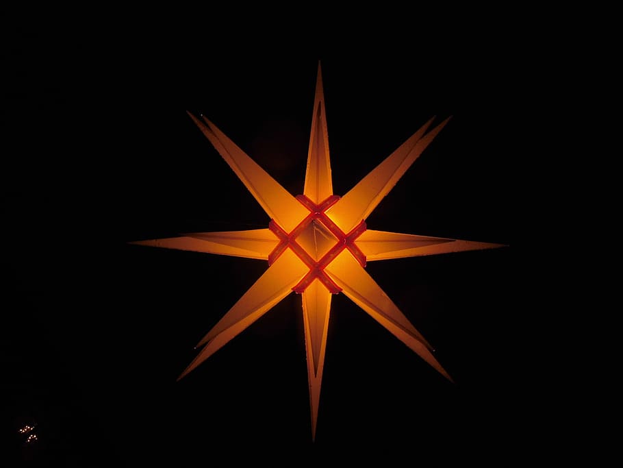 evening star, night, dark, mood, star shape, black background HD wallpaper
