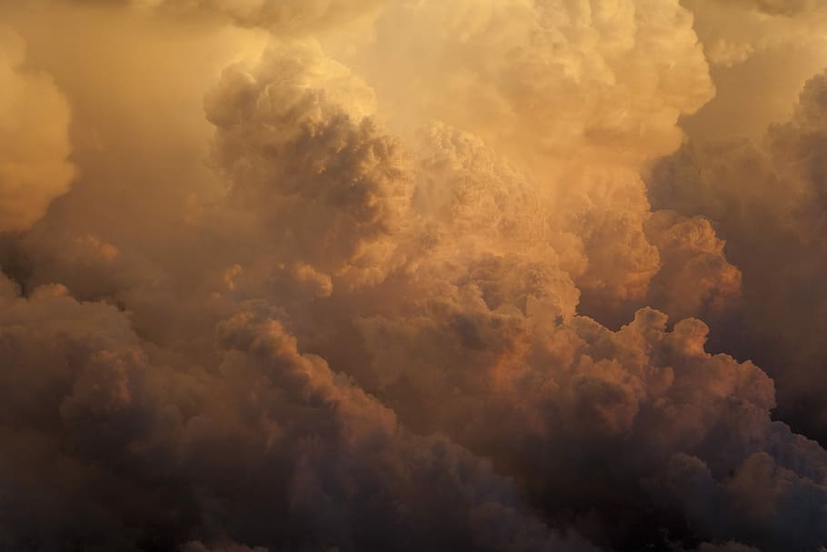 photo of white clouds during golden hour, clouds saturated photograph HD wallpaper