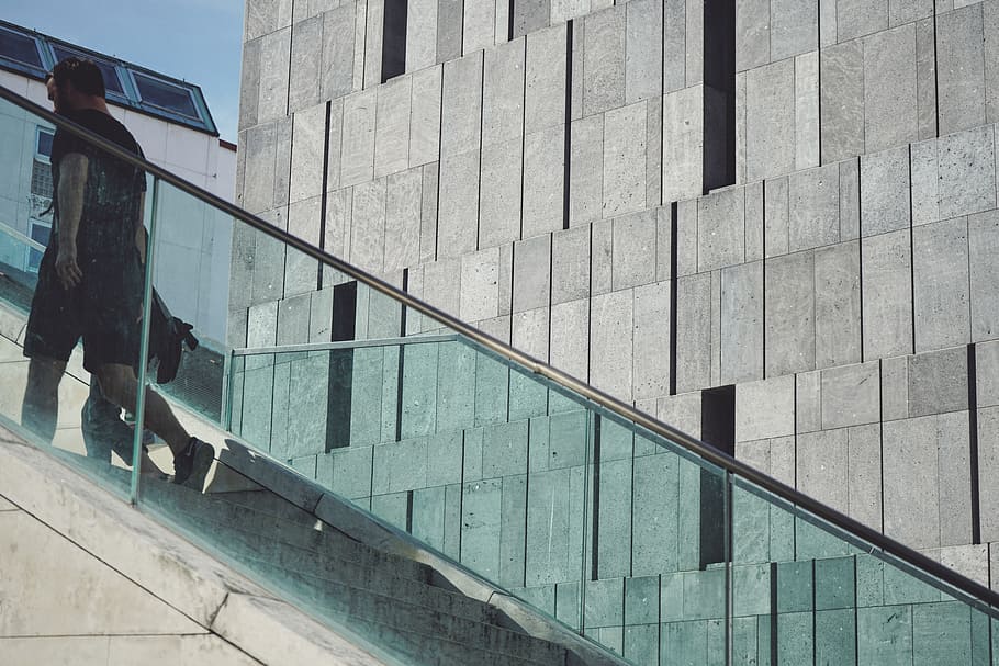 architecture, building, wall, structure, sky, stairs, people HD wallpaper