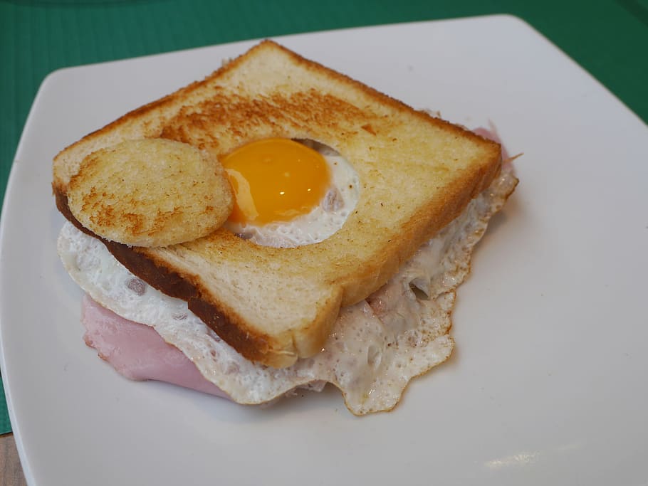 breakfast, toast, egg, food, bread, meal, plate, slice, freshness HD wallpaper