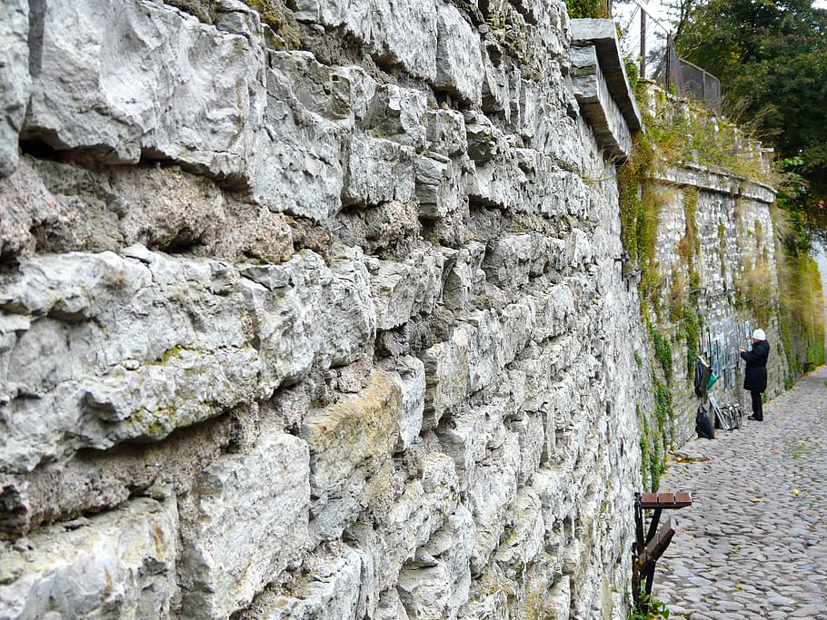 wall, stones, artist, old town, old medieval town, tallinn, HD wallpaper