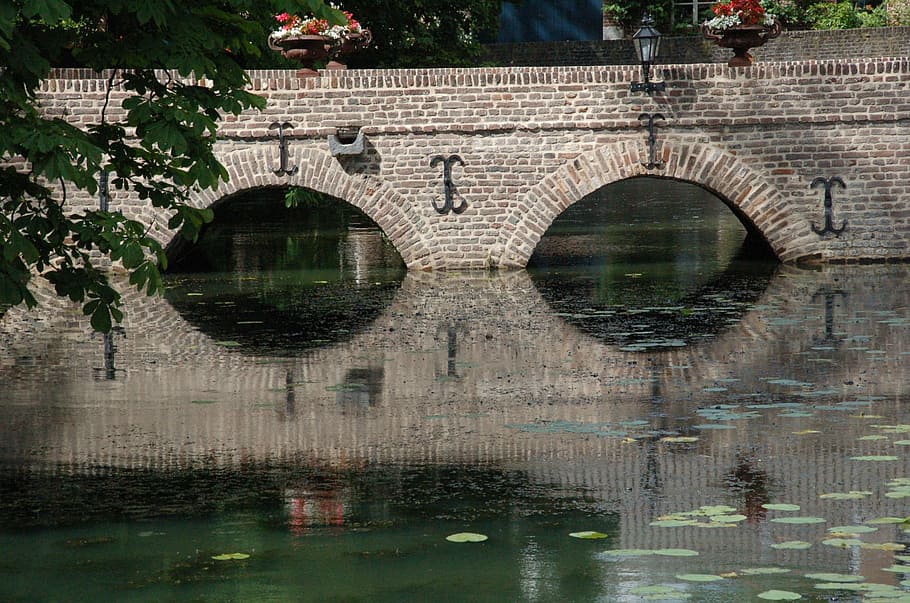Bridge, Mirroring, Reflections, atmosphere, old, picturesque HD wallpaper
