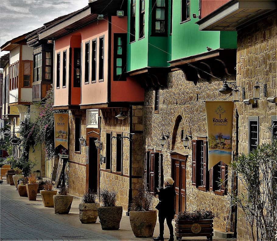 antalya mediterranean, street, castle, home, architecture, mansion, HD wallpaper