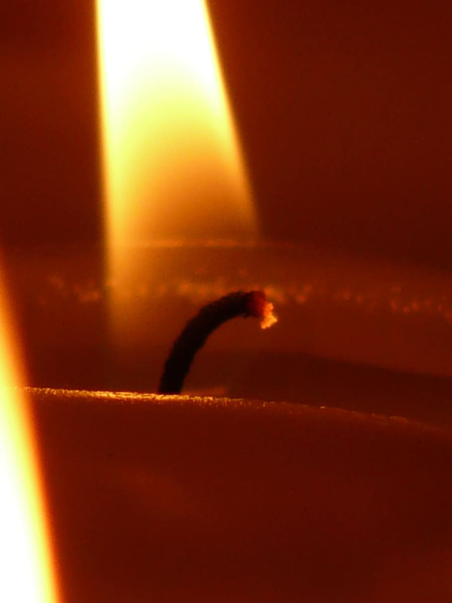 Wick, Burn, Flame, Yellow, White, Hell, glow, light, candlelight HD wallpaper