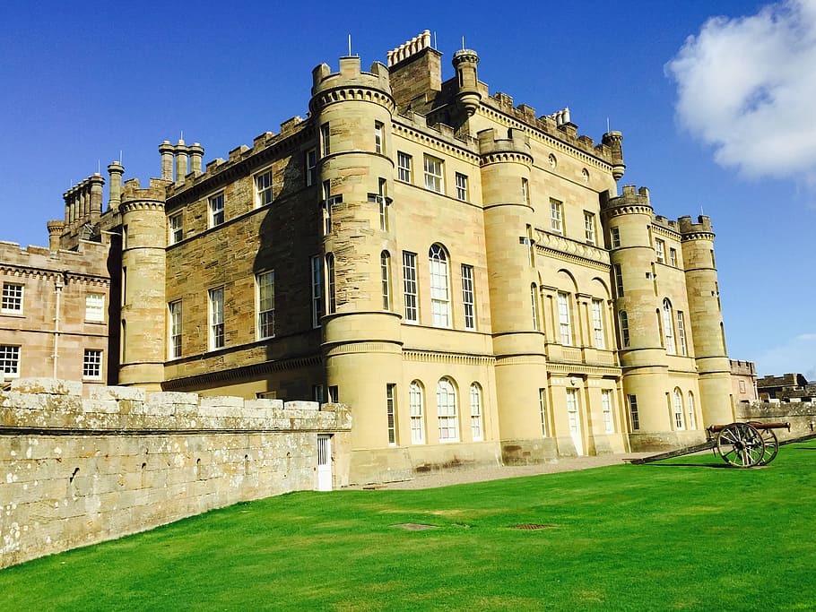aged, ancient, architecture, blue sky, canon, castle, chateau HD wallpaper