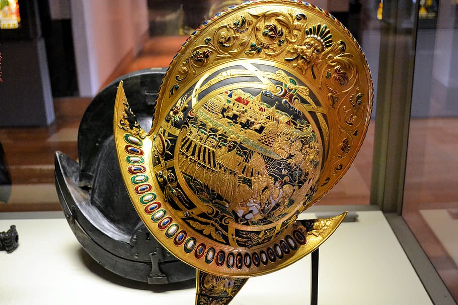 louvre, paris, helm, armor, gold Colored, cultures, close-up HD wallpaper