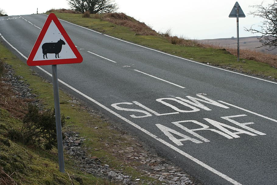 slow, araf, sign, road, hill, communication, road sign, symbol HD wallpaper