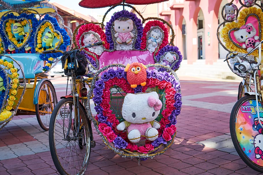 tuk tuk, asian, vehicle, bicycle, pink, thailand, malaysia, HD wallpaper