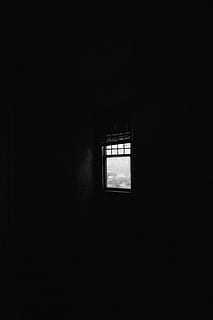 open windowpane, building, dark, black, view, copy space, architecture HD wallpaper