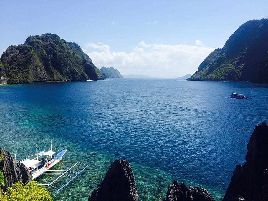 blue lake during daytime, Philippines, Ocean, Travel, Sea, summer, HD wallpaper