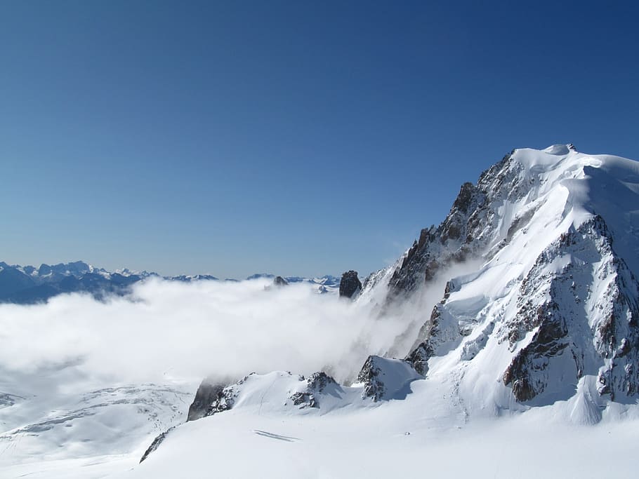 white snow covered mountain, winter, snow mountain, landscape HD wallpaper