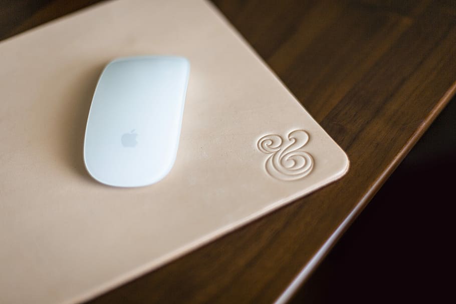 Magic Mouse on mat, white Apple Magic Mouse, design, designer, HD wallpaper