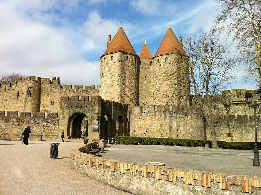 carcassone, castle, france, landmark, medieval, tourism, ancient, HD wallpaper