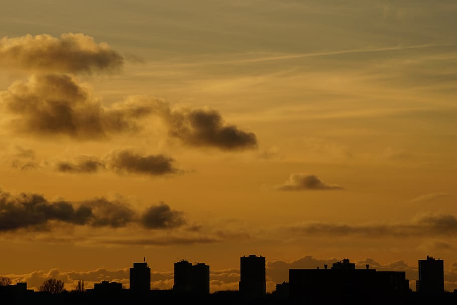 dawn, sky, sunset, sunrise, backlit, daylight, dusk, silhouette HD wallpaper
