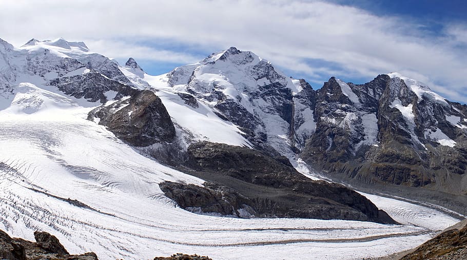 panorama, mountains, alpine, landscape, snow, outlook, nature HD wallpaper