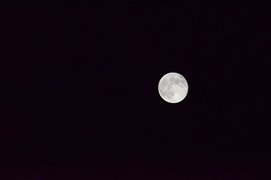 full moon during clear sky, Full moon, night, dark, crater, shine HD wallpaper