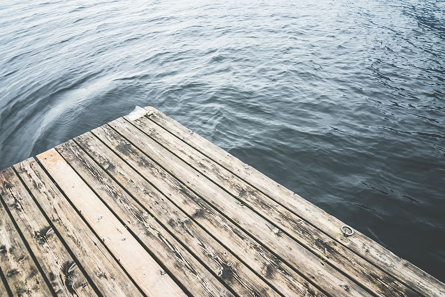 Minimalistic Shot of a Wooden Pier on a Lake, dock, minimalism, HD wallpaper