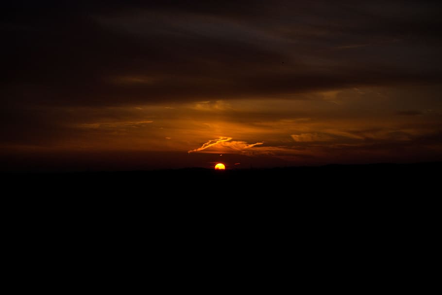 sunset, dusk, sky, evening, darkness, nature, landscape, light HD wallpaper