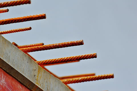 black rebar, site, construction material, steel bars, pipes HD wallpaper