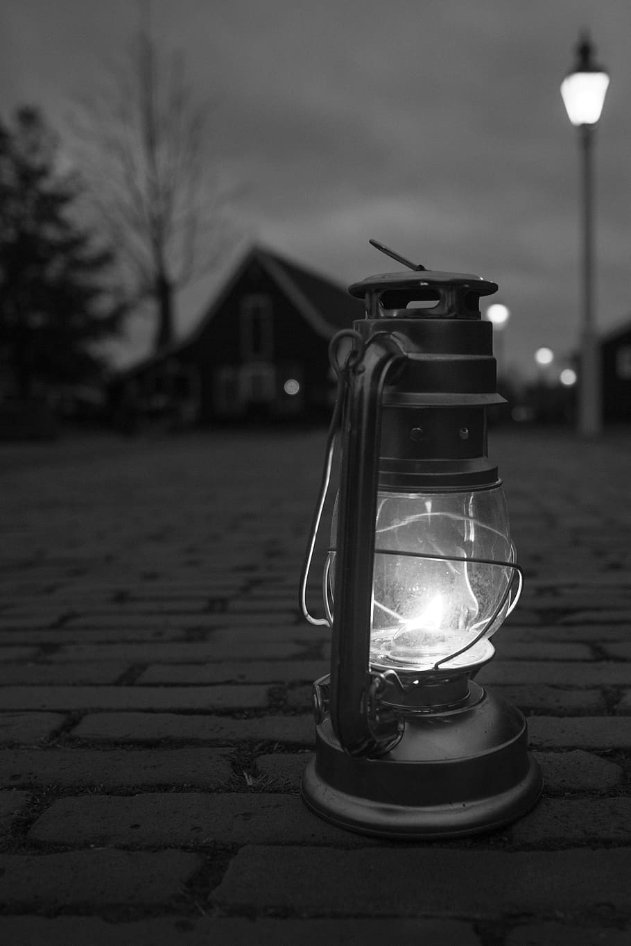Greyscale Photography Of Lamp On Floor, antique, black and white, HD wallpaper
