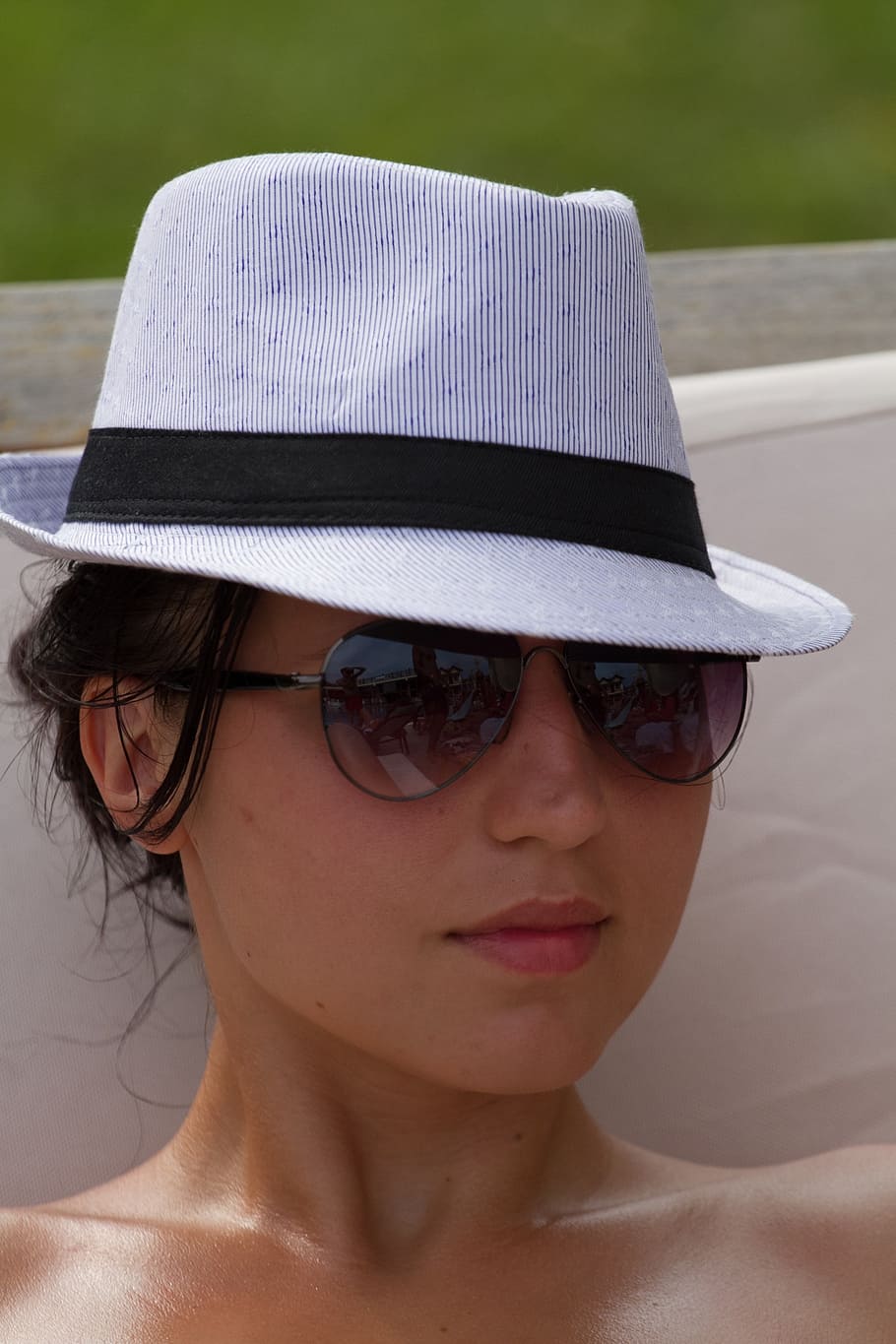 woman wearing sunglasses and Fedora hat, girl, female, attractive, HD wallpaper