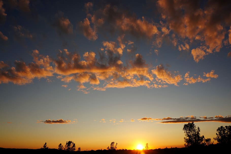 Sunset, Clouds, Orange, sky, landscape, evening, sunset sky HD wallpaper