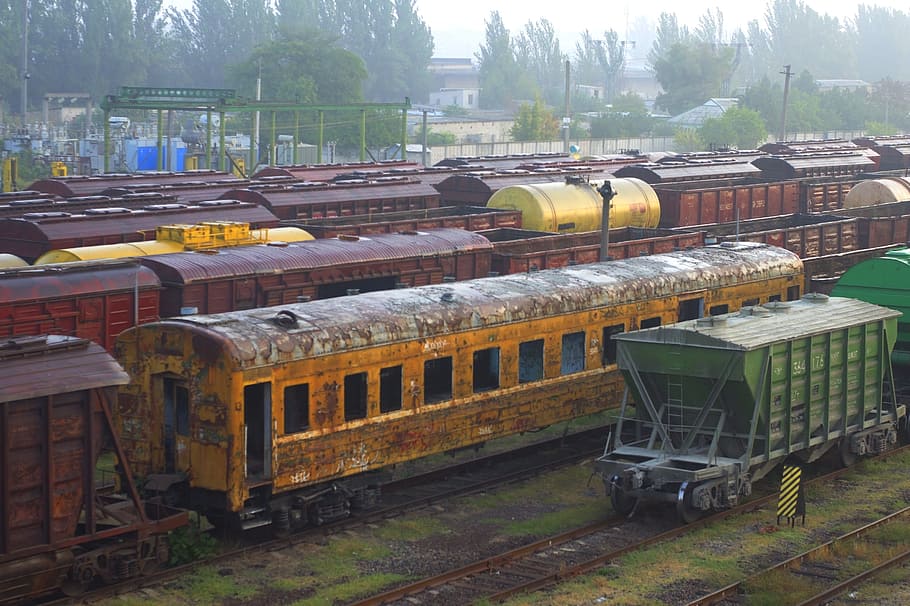 railway carriage, station, train, composition, iron, node, interchange HD wallpaper