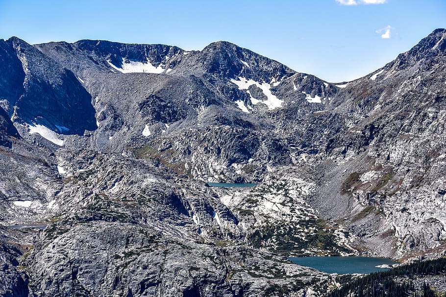 mountain, sky, nature, view, landscape, highland, lake, water HD wallpaper
