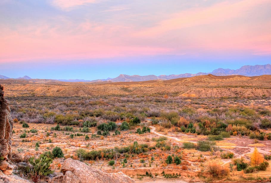 Dusk, Desert, Mountains, big bend national park, texas, landscape, HD wallpaper